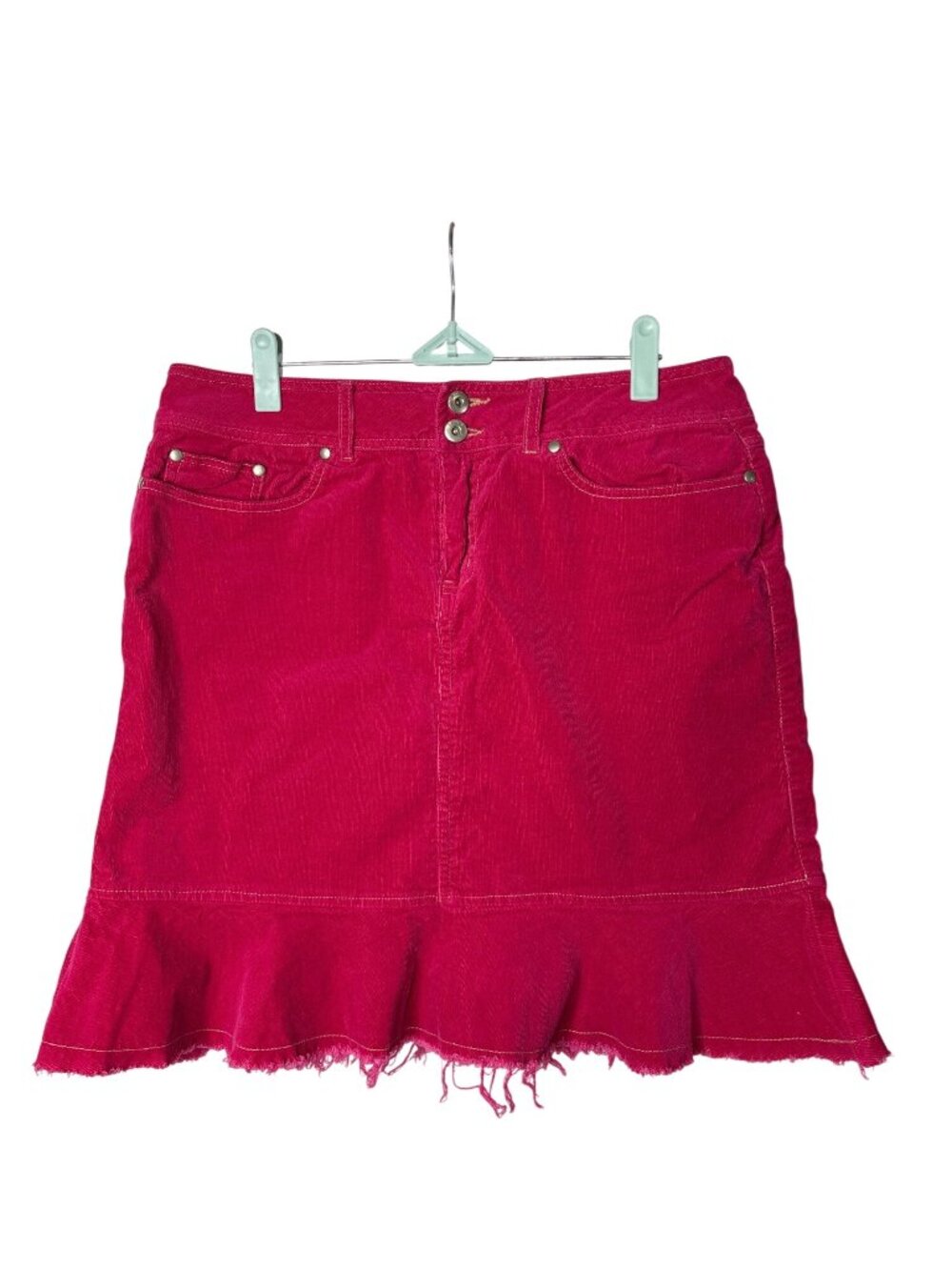 BeBop Straight Corduroy Skirt Juniors Size 11 Ruffle Hem Knee Length Y2K Vintage
